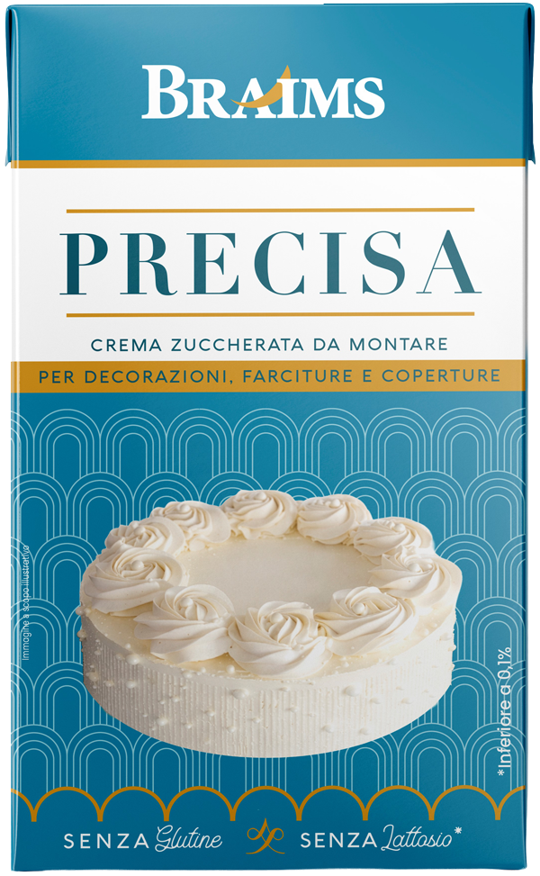 Precisa crema vegetale zuccherata da montare per decorazioni, farciture, coperture